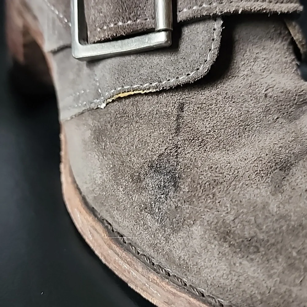 Frye Sabrina Double Buckle Suede Ankle Boots Size 10 - Picture 12 of 12